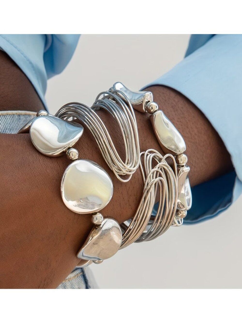 NWT 3pc Stacking Minimalist Bracelet Set Bangle & Stretch Bracelets